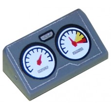 Part 85984pb100 Dark Bluish Gray Slope 30 1 x 2 x 2-3 with 2 Gauges and Silver Outline Pattern 